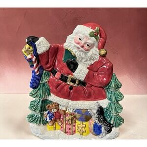 Fitz & Floyd Omnibus 1996 Santa Claus Canape Snack Desert Cookie Plate Bowl Xmas